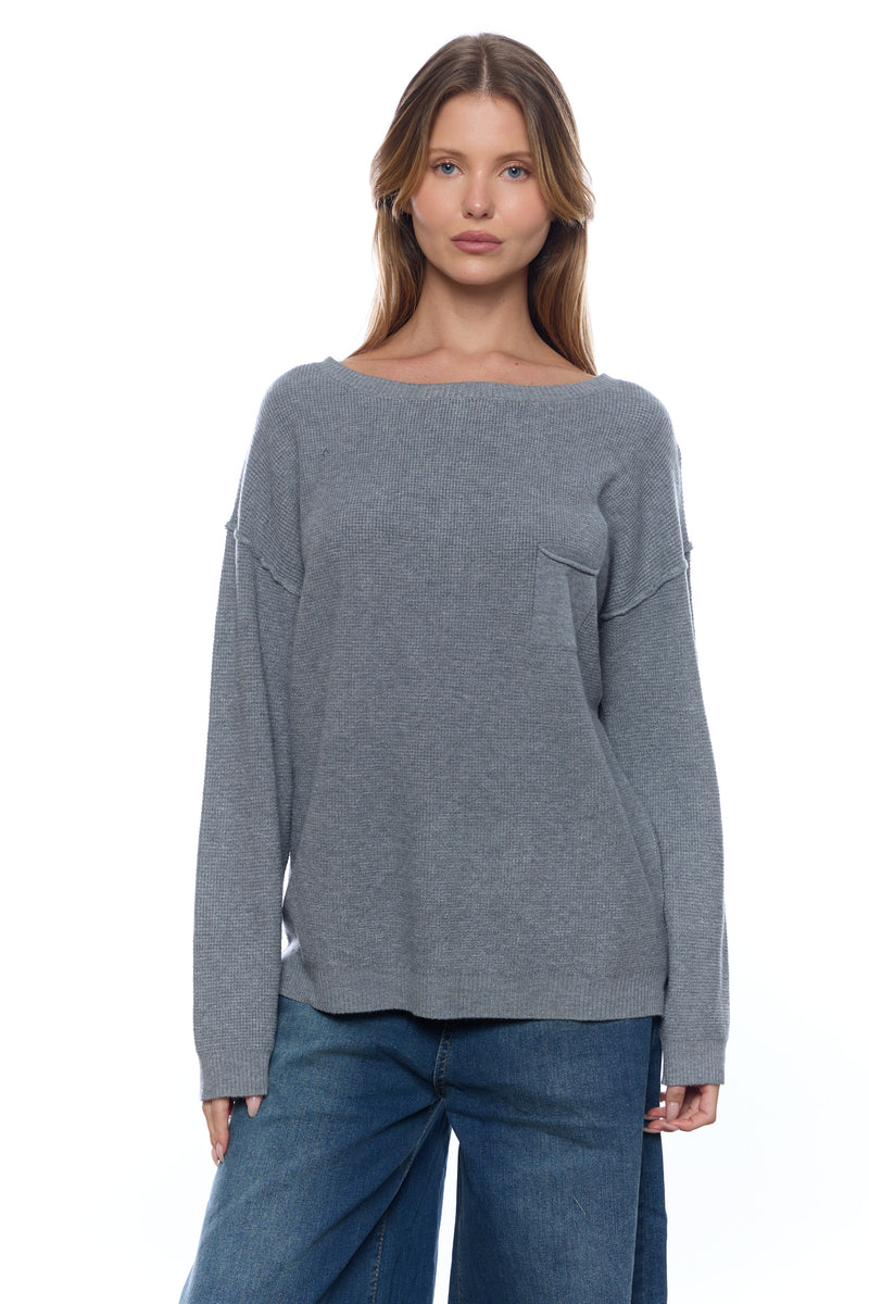 סריג ניקי כפתורים בגב+כיס