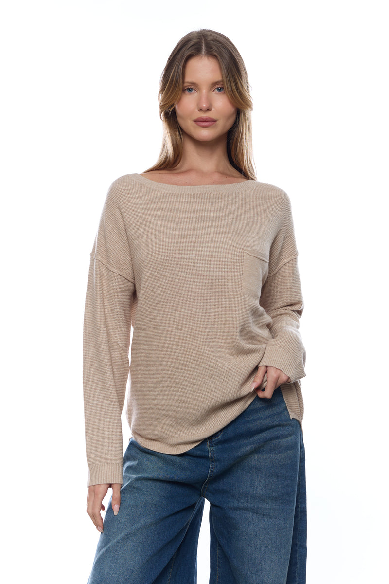 סריג ניקי כפתורים בגב+כיס