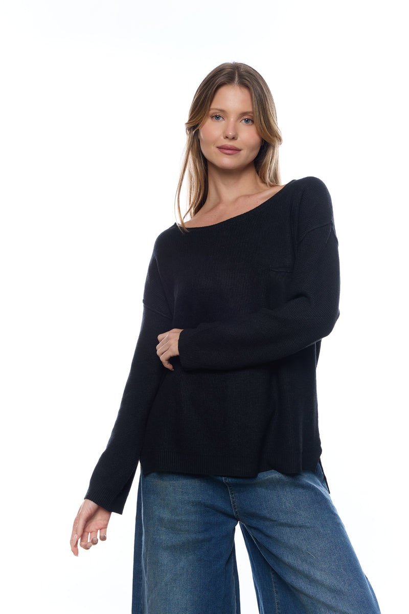 סריג ניקי כפתורים בגב+כיס