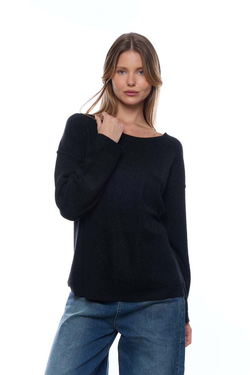 סריג ניקי כפתורים בגב+כיס