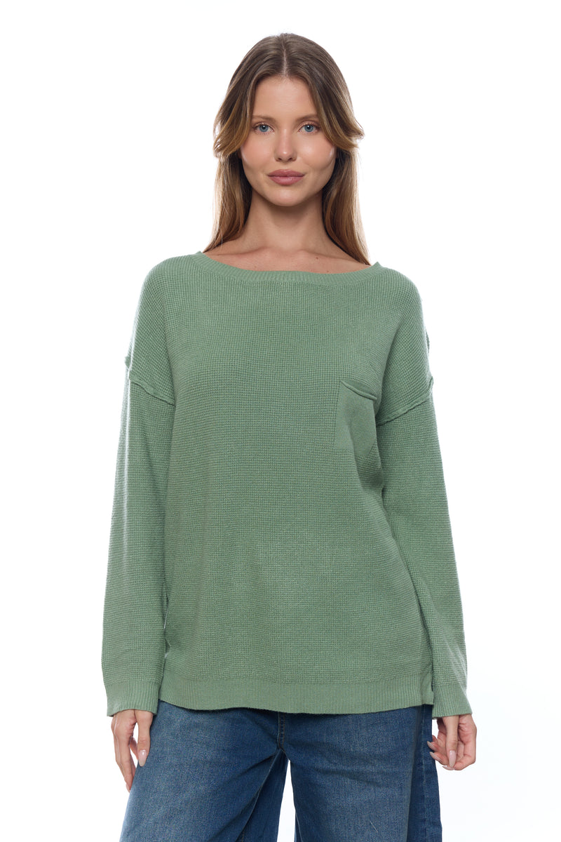 סריג ניקי כפתורים בגב+כיס