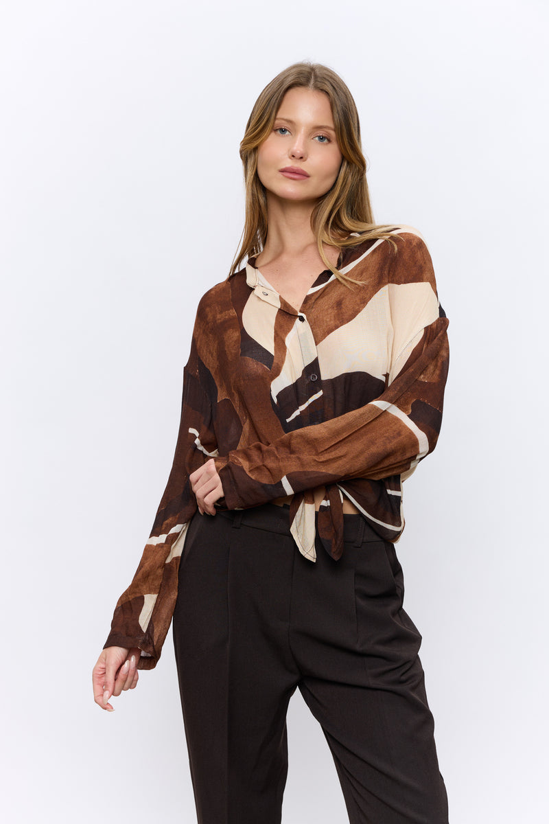 מכופתרת קשירה מודפסת