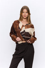 מכופתרת קשירה מודפסת