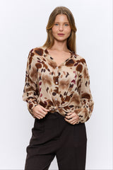 מכופתרת קשירה מודפסת