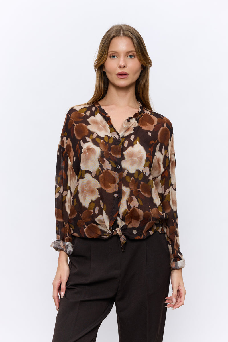 מכופתרת קשירה מודפסת