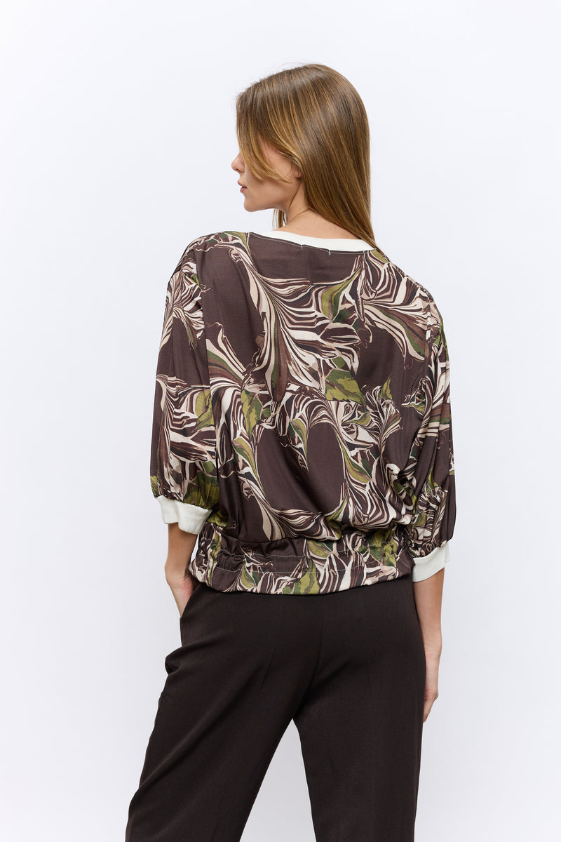 ג'קט סאטן מודפס קשירה