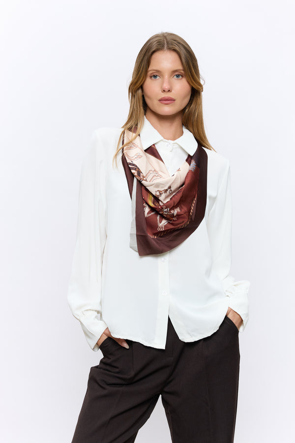 מכופתרת+צעיף סאטן