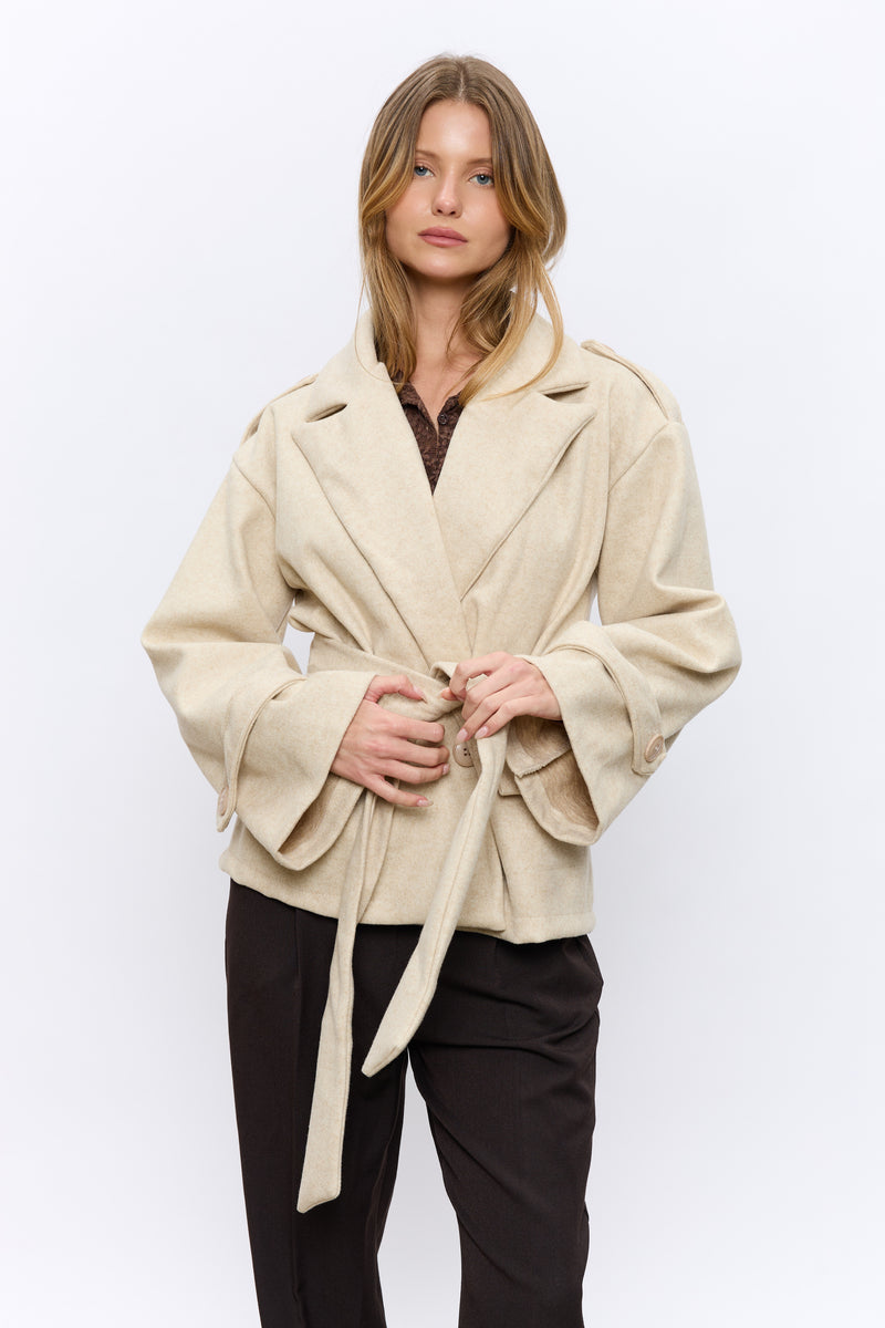 מעיל אוקספורד קצר+חגורה