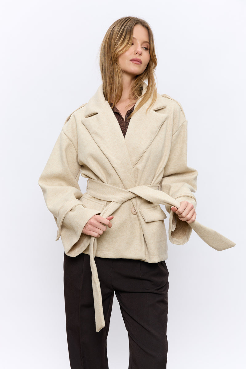 מעיל אוקספורד קצר+חגורה