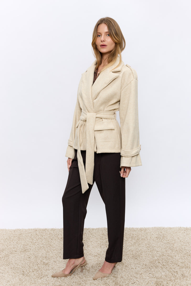 מעיל אוקספורד קצר+חגורה