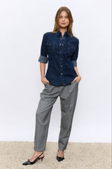 מכופתרת ג'ינס תיקתקים