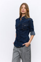 מכופתרת ג'ינס תיקתקים