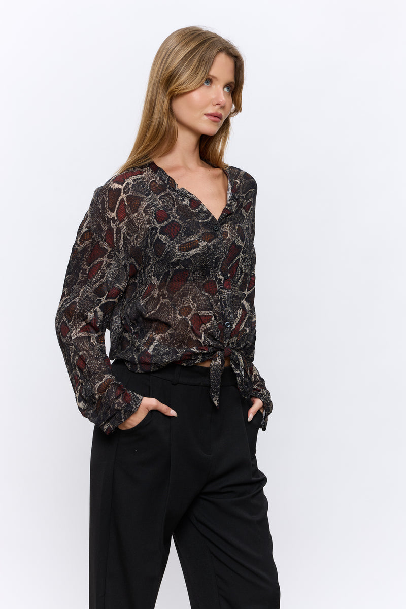 מכופתרת קשירה מודפסת