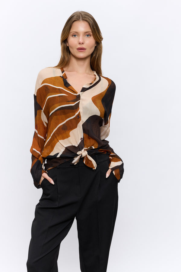 מכופתרת קשירה מודפסת