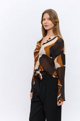 מכופתרת קשירה מודפסת