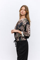 ג'קט סאטן מודפס קשירה