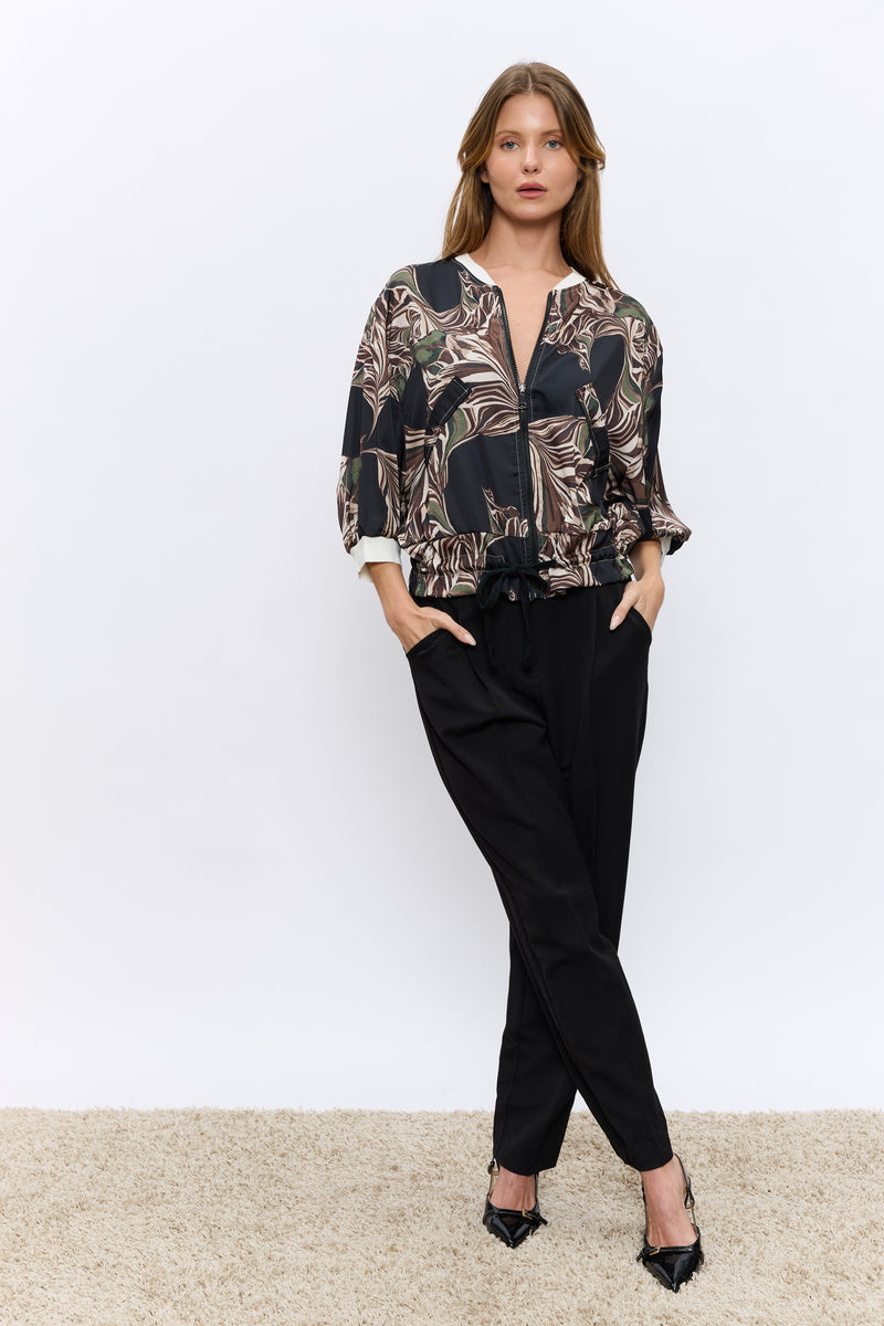 ג'קט סאטן מודפס קשירה