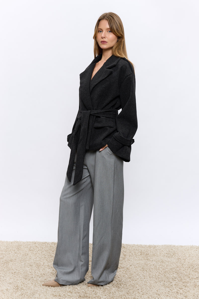 מעיל אוקספורד קצר+חגורה