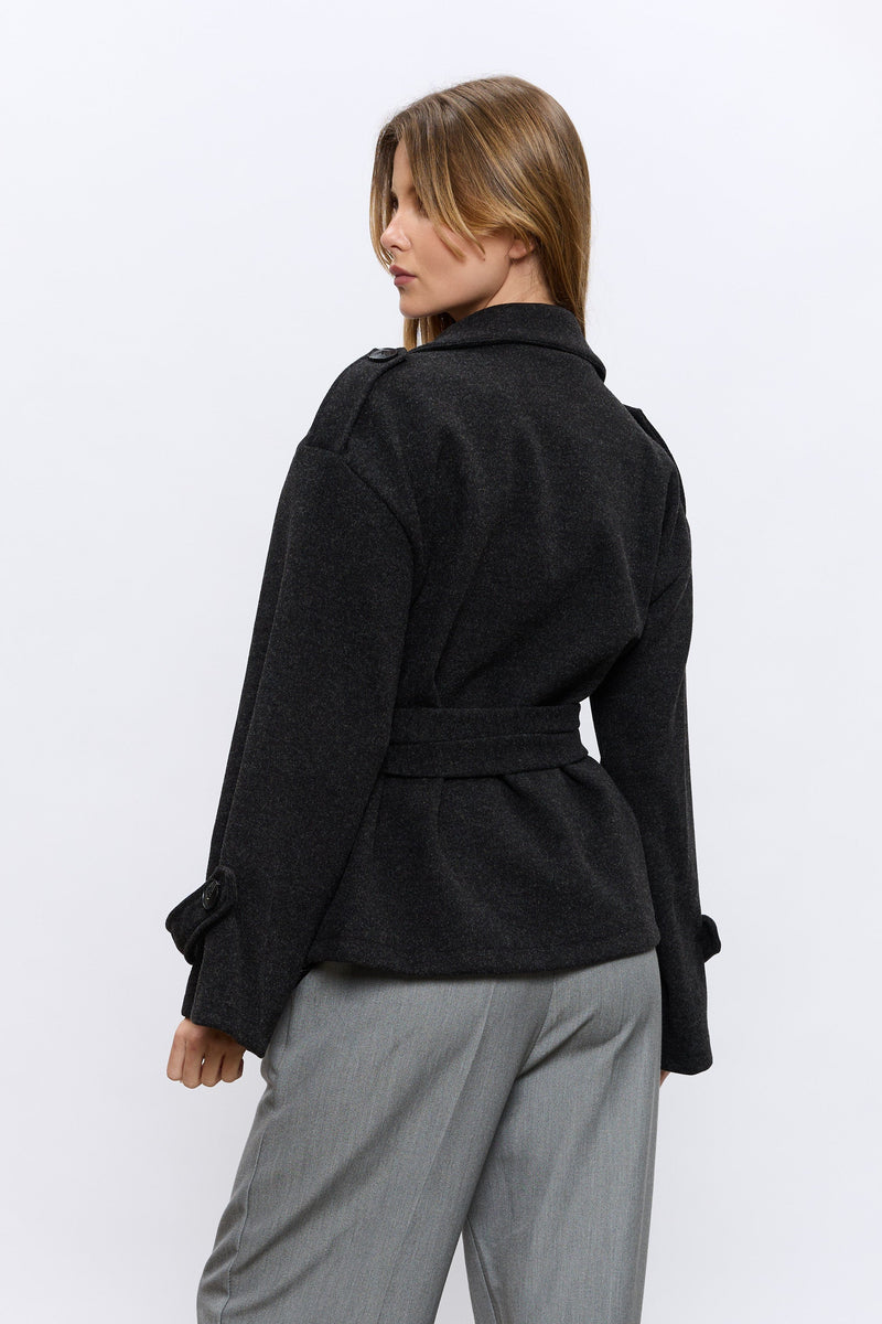 מעיל אוקספורד קצר+חגורה