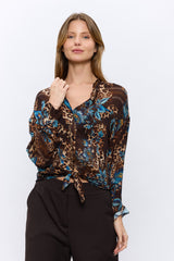 מכופתרת קשירה מודפסת