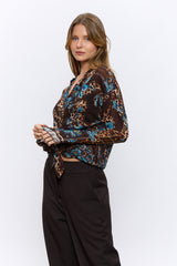 מכופתרת קשירה מודפסת