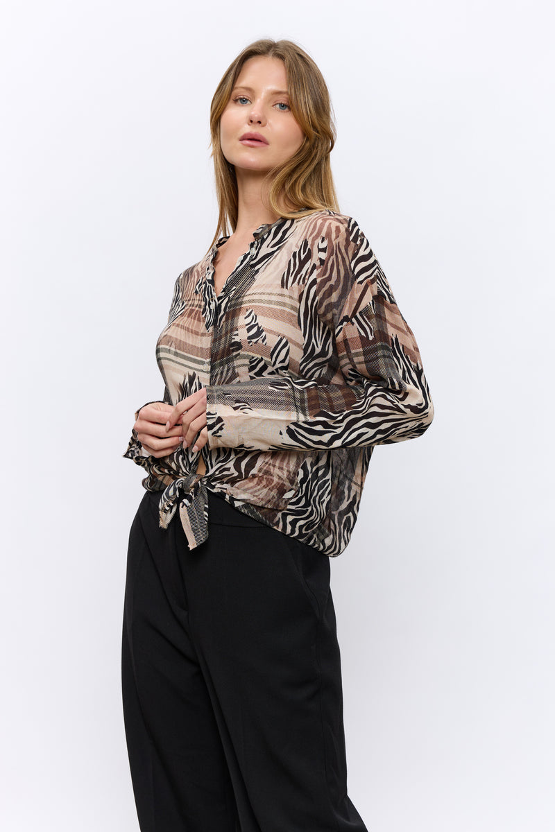 מכופתרת קשירה מודפסת