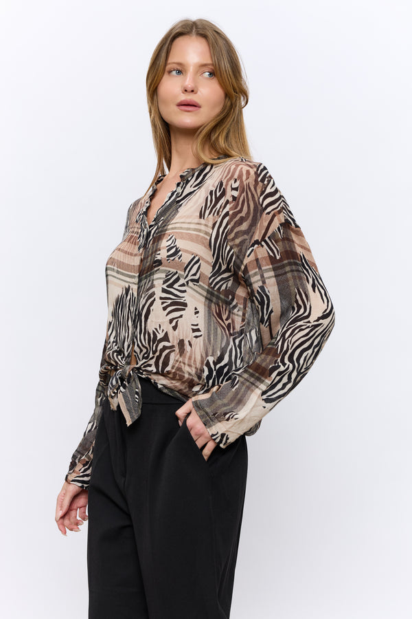 מכופתרת קשירה מודפסת