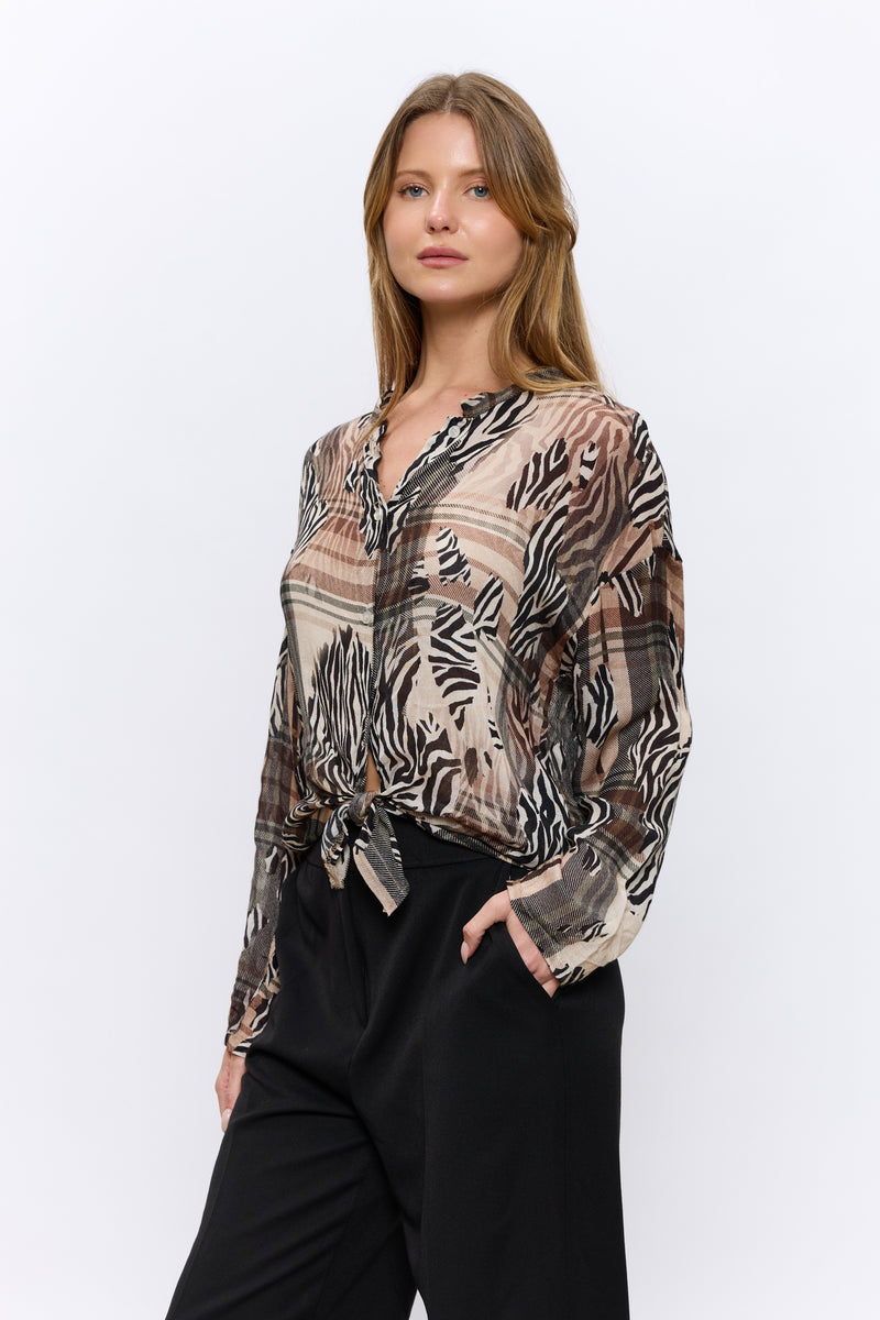 מכופתרת קשירה מודפסת