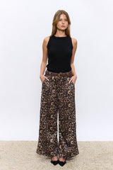 מכנס מנומר סוויד+חגורה