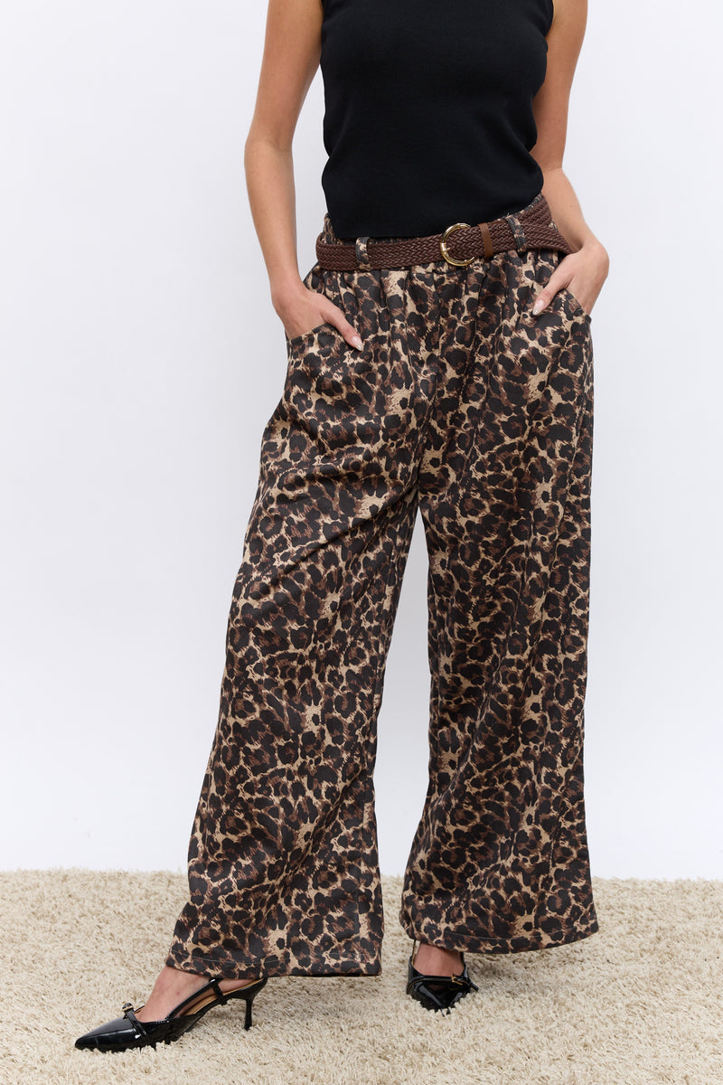 מכנס מנומר סוויד+חגורה