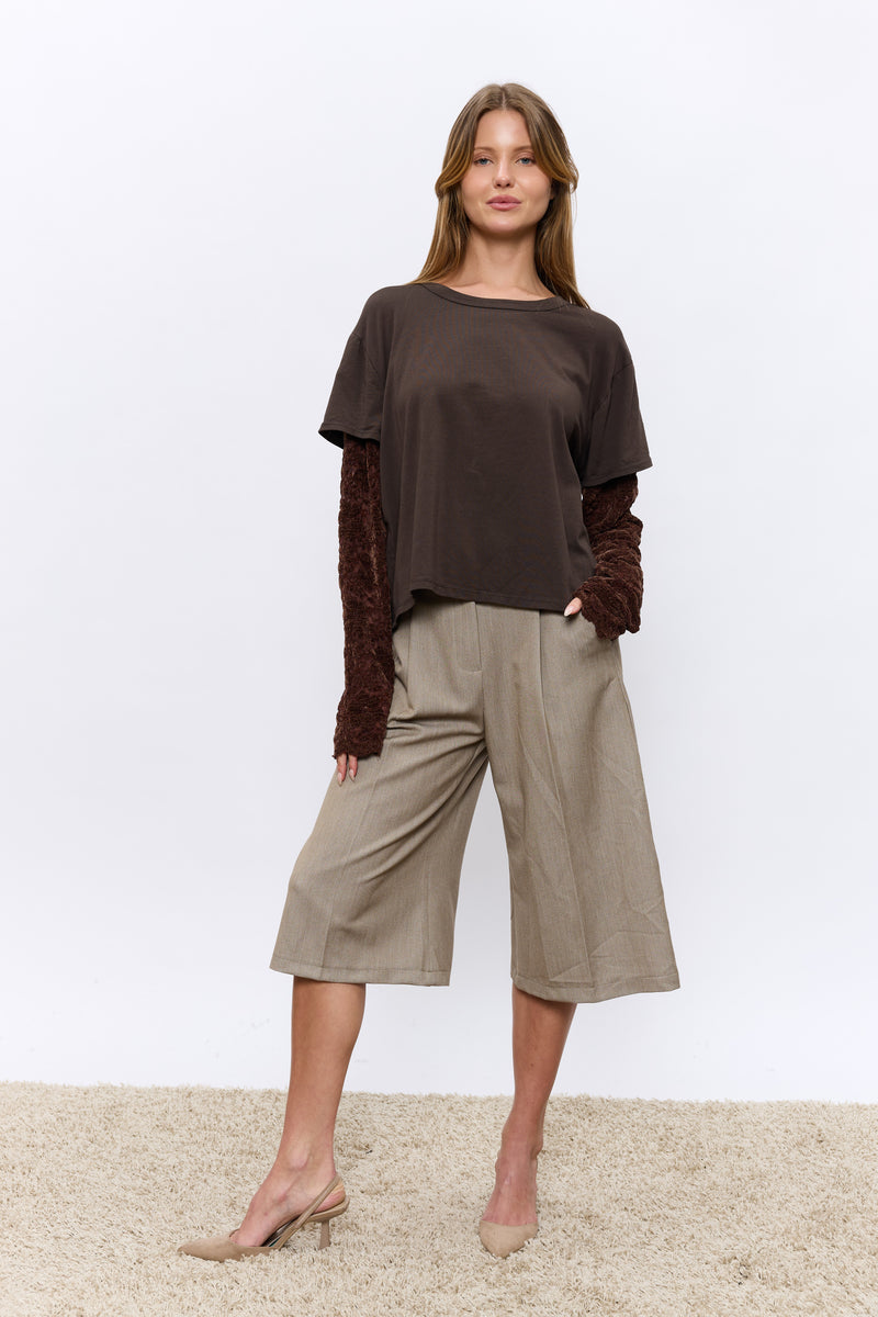 מכנס רחב מחוייט 3/4