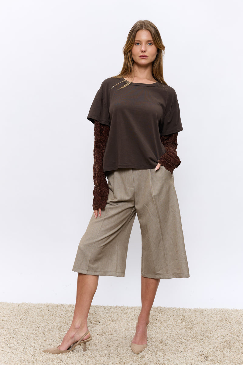 טישרט שרוולי תחרה