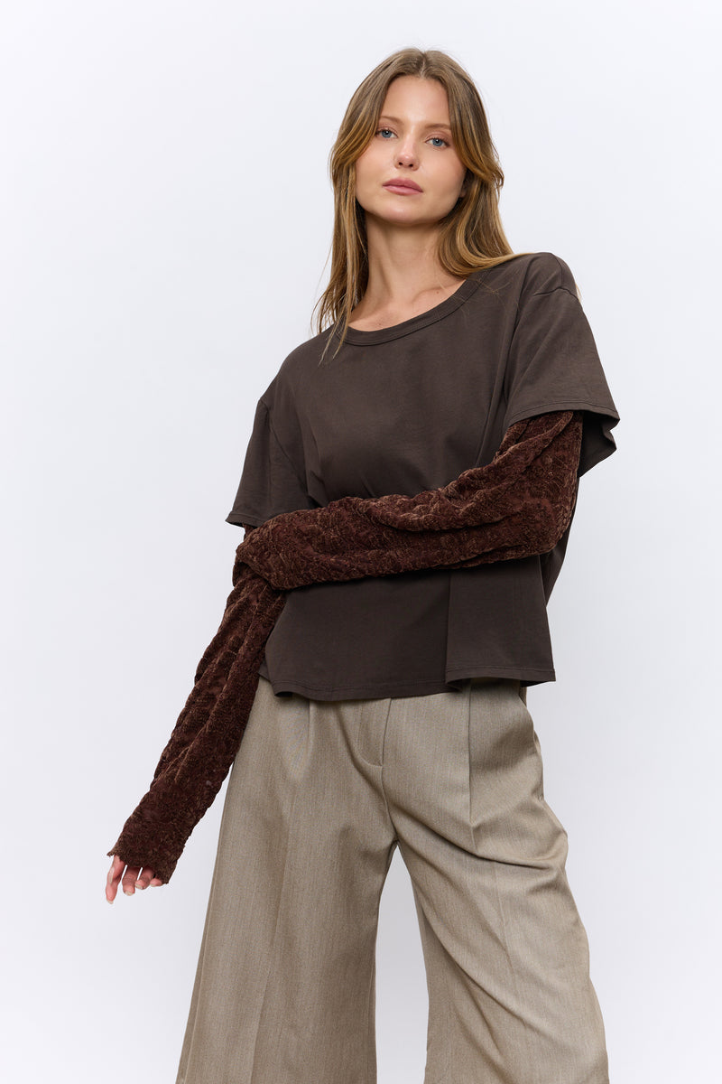 טישרט שרוולי תחרה