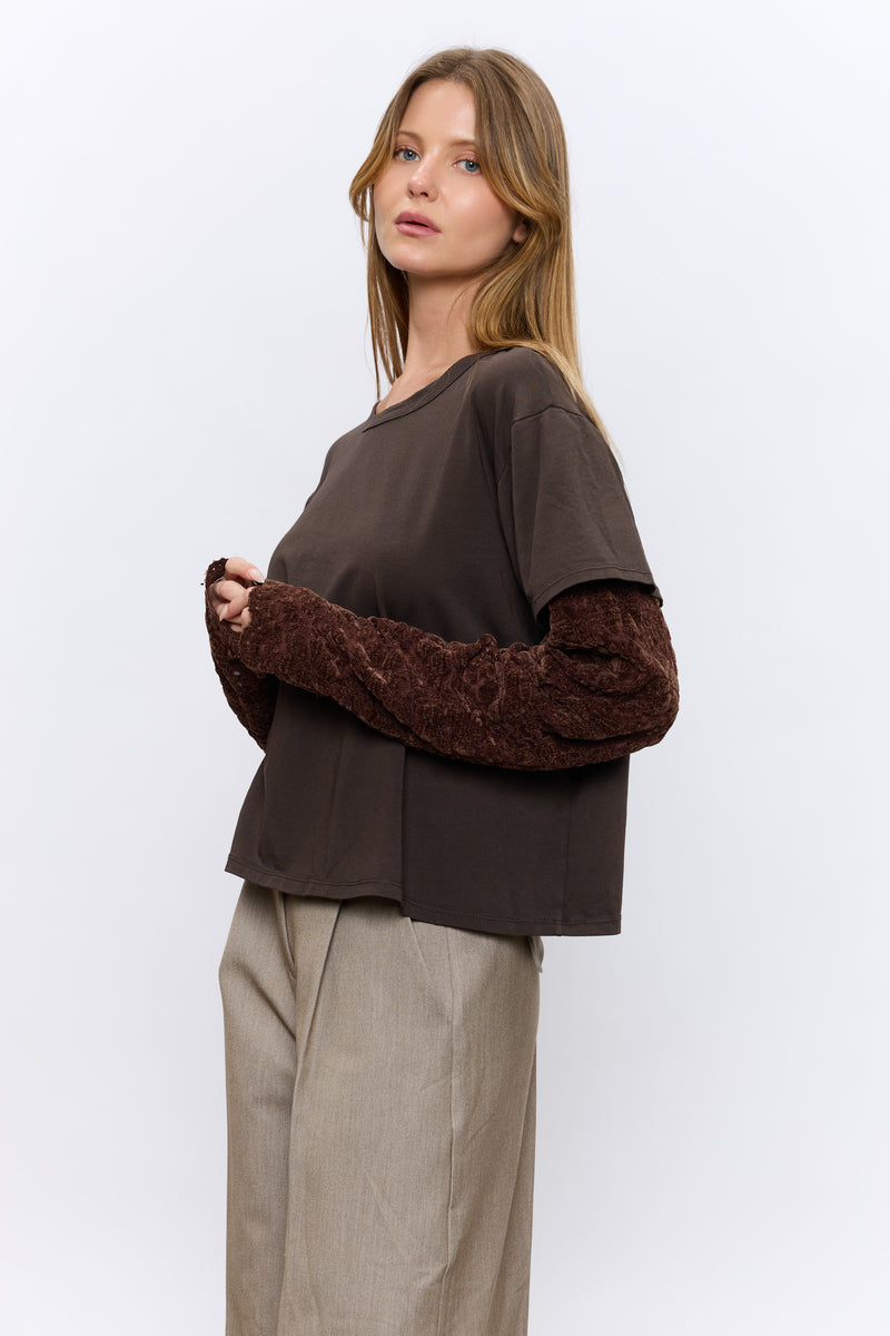 טישרט שרוולי תחרה