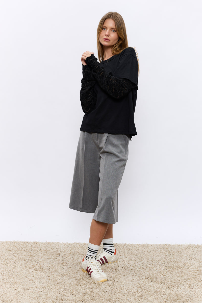 טישרט שרוולי תחרה