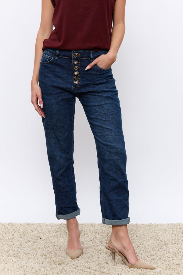 ג'ינס לבבות נחושת כהה