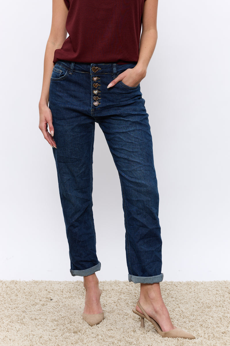 ג'ינס לבבות נחושת כהה