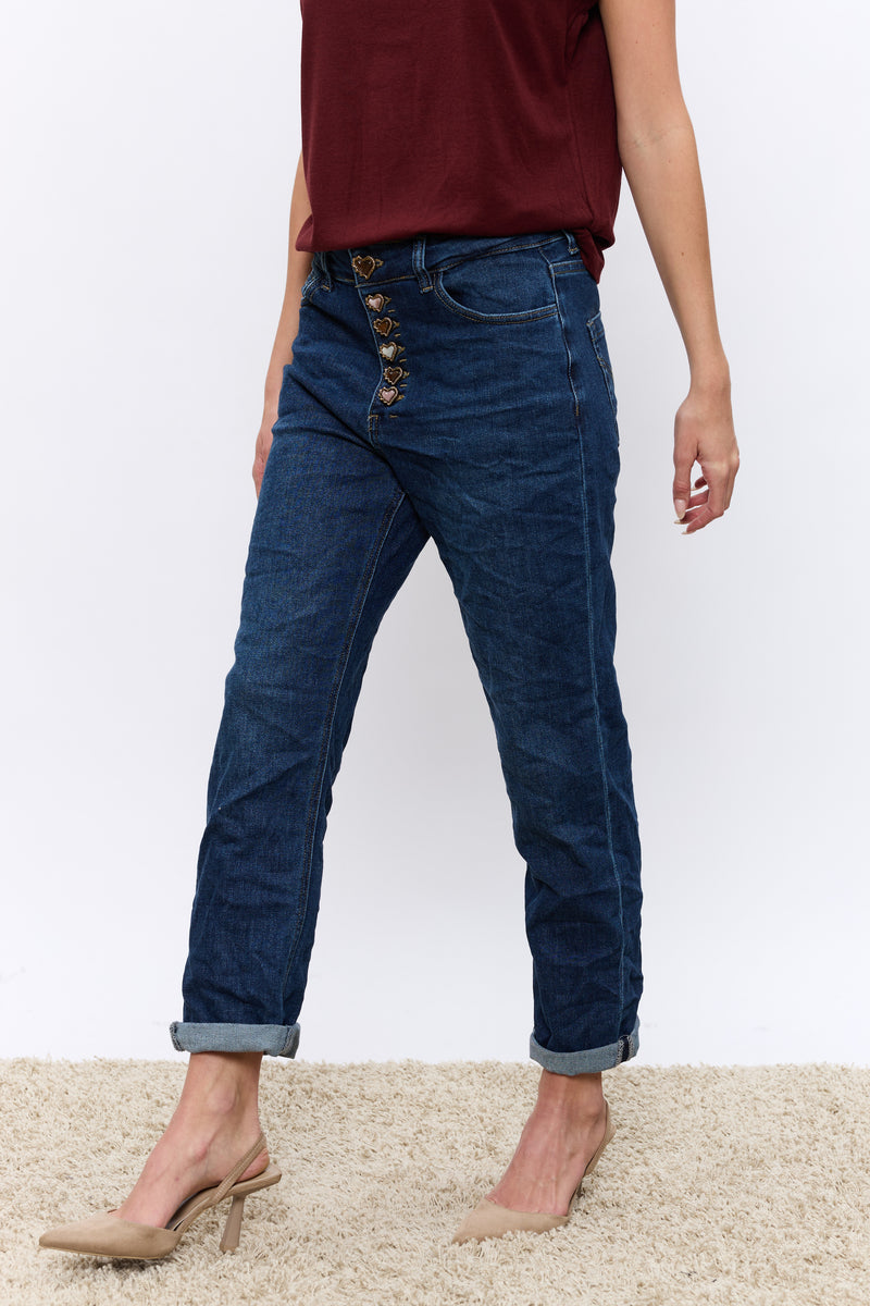 ג'ינס לבבות נחושת כהה