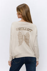 תחרה כנפיים בגב V סריג