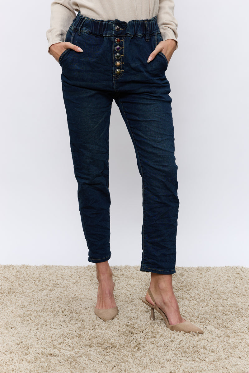 ג'ינס גומי כפתורים צבעוניים