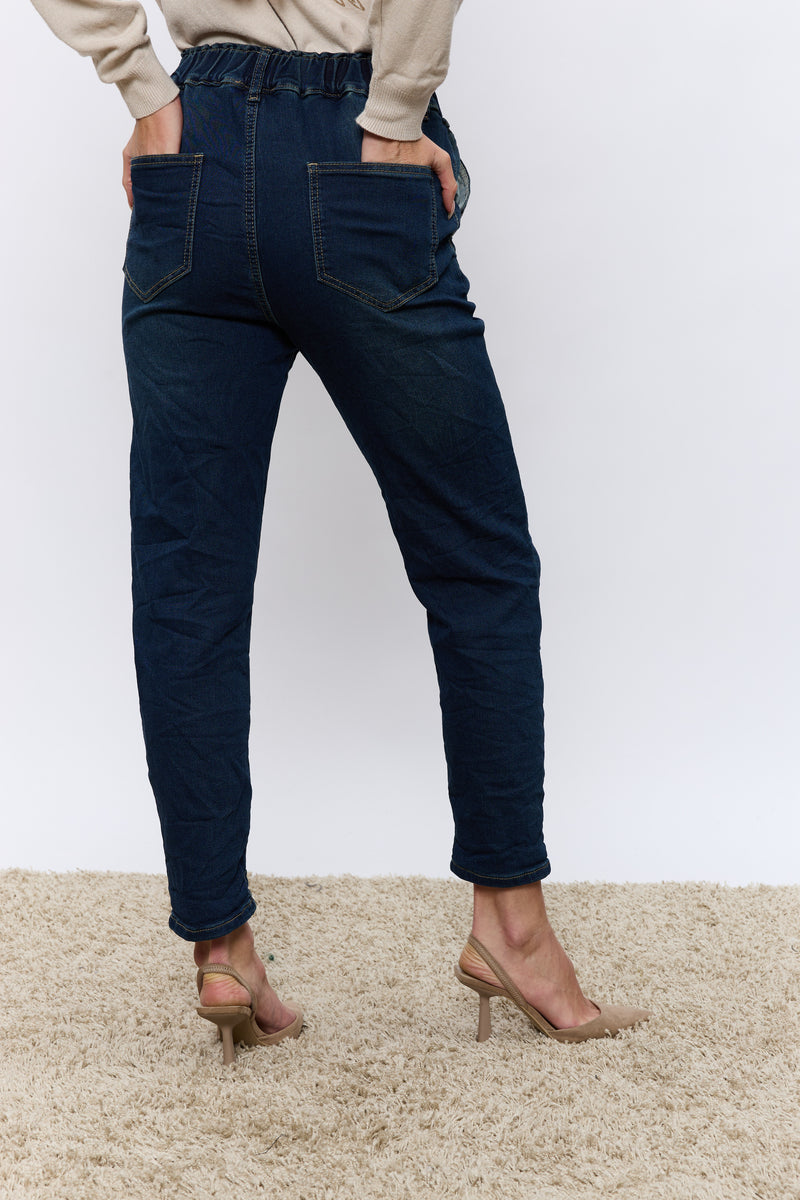 ג'ינס גומי כפתורים צבעוניים