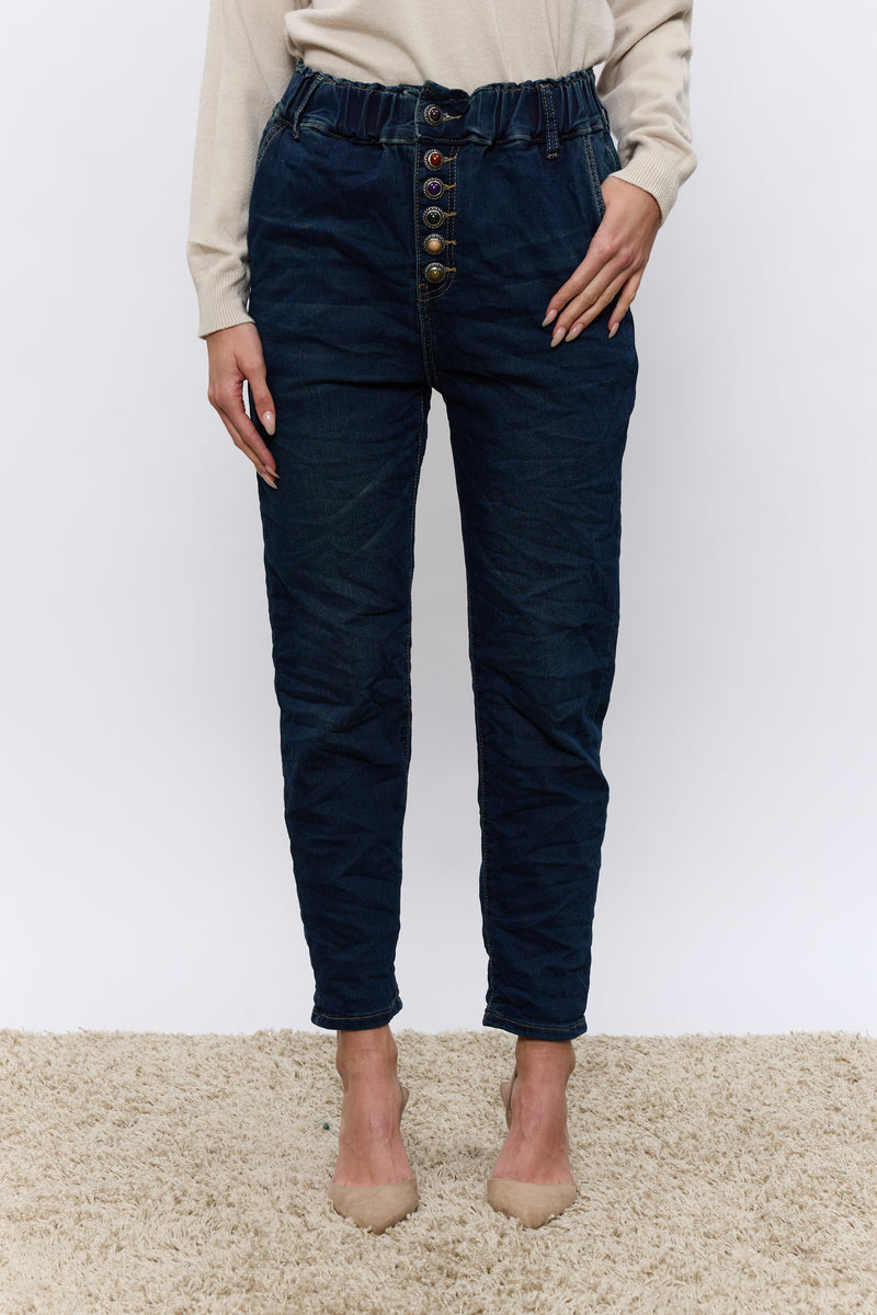 ג'ינס גומי כפתורים צבעוניים