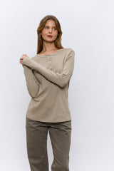 שינה עגול שרוול ארוך T