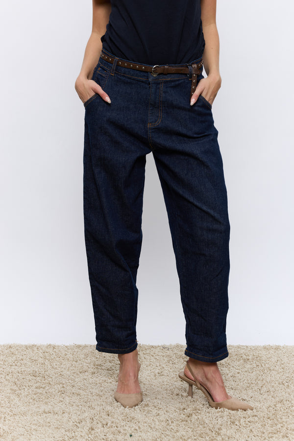 חגורת ניטים+LOOSE ג'ינס