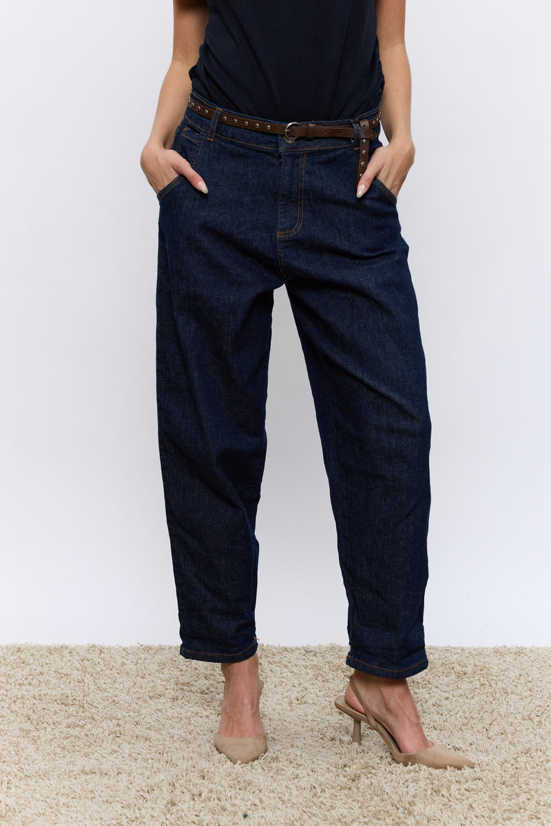 חגורת ניטים+LOOSE ג'ינס