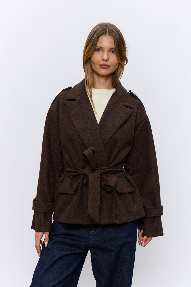 מעיל אוקספורד קצר+חגורה