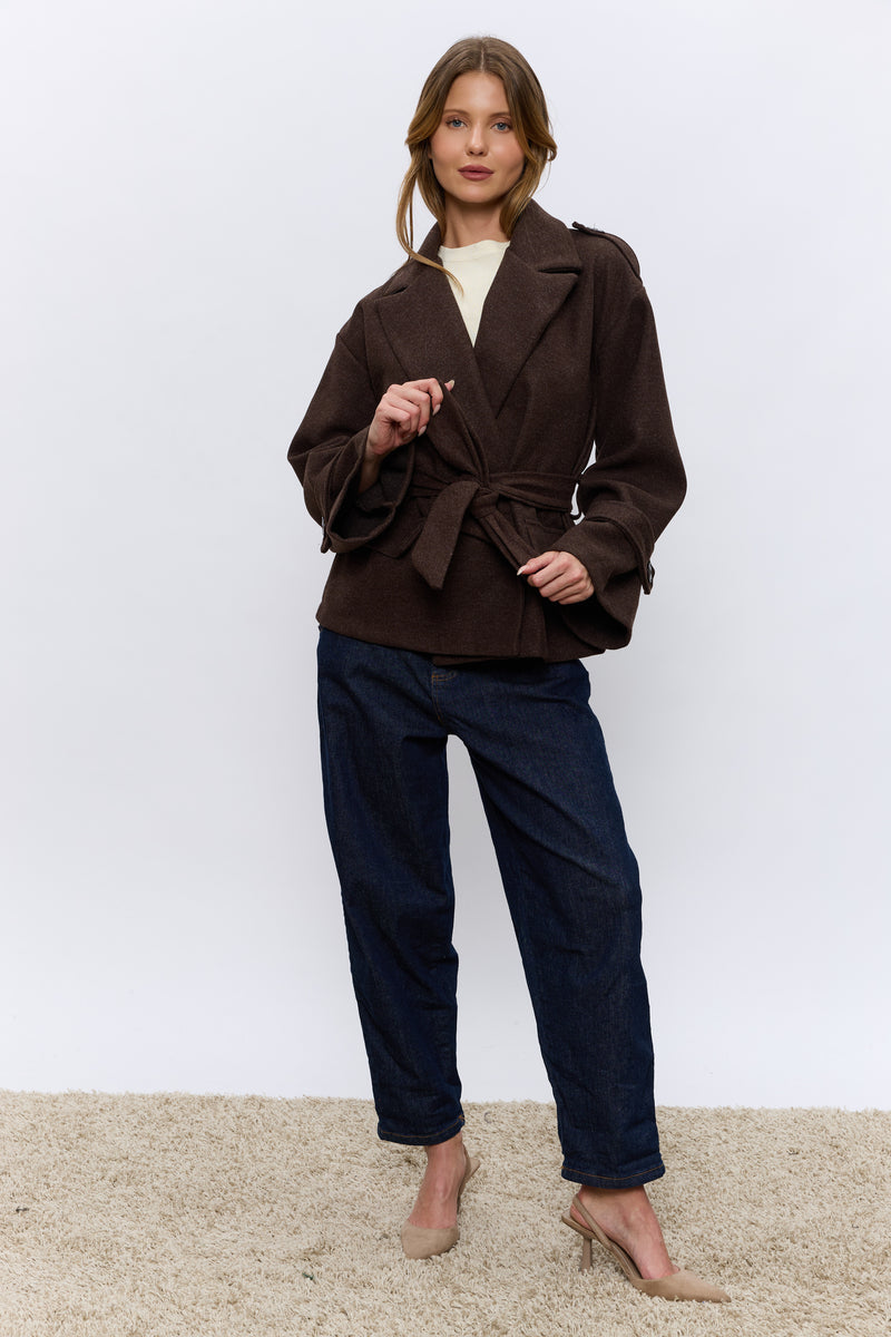 מעיל אוקספורד קצר+חגורה