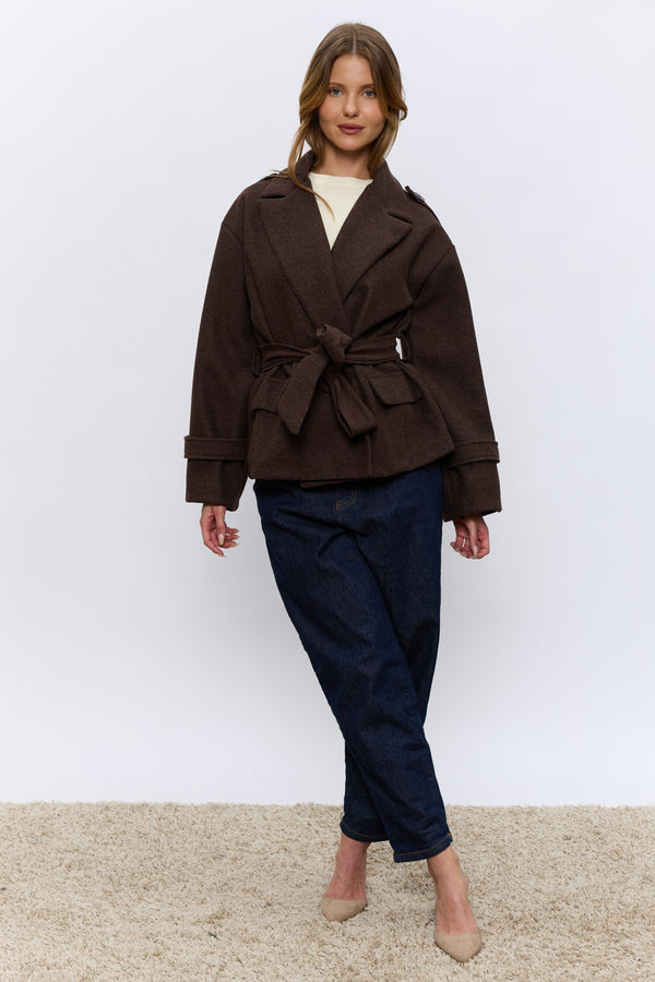 מעיל אוקספורד קצר+חגורה