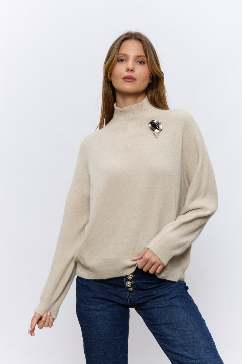 סריג חצי גולף+סיכה