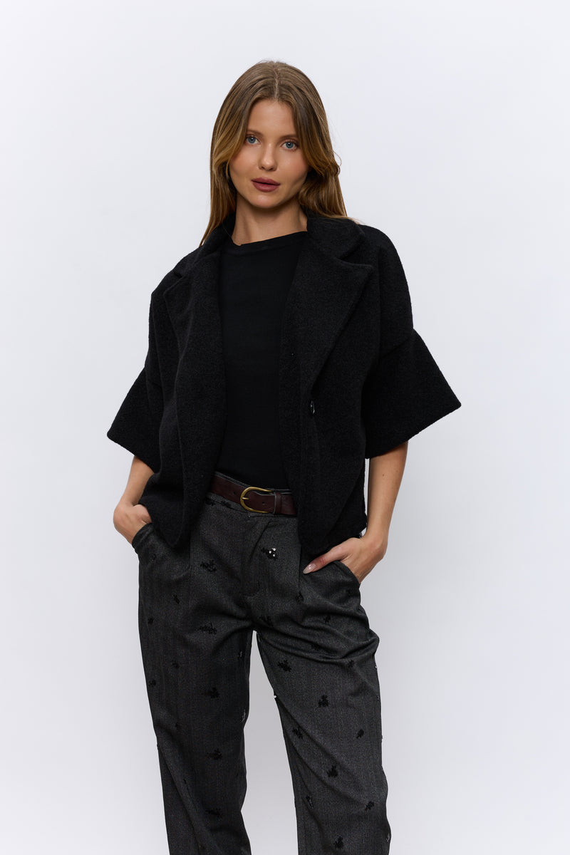 ג'קט קרופ שרוול קצר